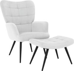 TEMPO KONDELA Fotel lábtartóval, világos szürke Velvet szövet/fekete, HABEN