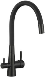 Laveo RIVECO rugalmas tömlős zuhanyváltós matt fekete csaptelep víztisztító csatlakozással (OPBRI_B68D)