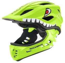 ROCKBROS TT-32004 Shark gyermek kerékpáros sisak levehető állkapoccsal M-es méret (54-58) - zöld