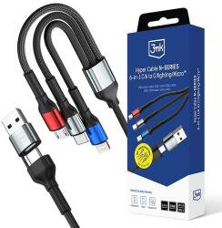 3mk Protection 3mk Hyper Cable N-SERIES 6 az 1-ben USB-C / USB-A - USB-C / Lightning / Micro 1.2m QC 3.0 9V / 2A 18W - fekete
