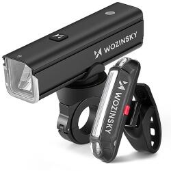 Wozinsky WSBLB3 Első (1000 lm) és Hátsó USB-C Kerékpárlámpa Szett - Fekete