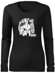 DRAGOWA Slim női hosszú ujjú póló León, fekete 160g/m2