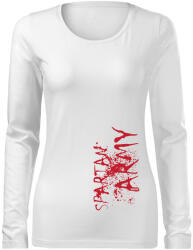 DRAGOWA Slim női hosszú ujjú póló War, fehér 160g/m2