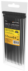 Entac kábelkötegelő 100x3, 6 mm fekete gyorskötöző UV-álló 50db/csomag ECT-3.6-100-B (ECT-3.6-100-B)