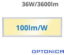 OPTONICA LED panel slim, 10 mm vastag (1200 x 300 mm) 36W - meleg fehér (2716)