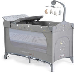 Cangaroo utazóágy - 2 szintes zenélő játékkal és pelenkázó lappal - Once upon a time 3 - szürke