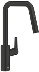 GROHE QuickFix Start elemes működtetésű elektronikus konyhai mosogató keverőcsap kihúzható zuhanyfejjel, matt fekete 1012432430 (1012432430)