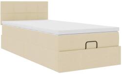 vidaXL oszmán ágykeret matracokkal krém 90x200cm szövet (3311433) (3311433)