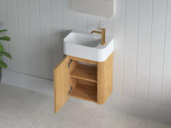 AREZZO design Sorella Solid surface kézmosó 46x28 cm, jobbos/matt fehér AR-813028WB (AR-813028WB)