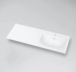 MARMY Crystal jobbos öntött márvány mosdó 120x46 cm, túlfolyóval, fényes fehér 808418122110 (80 8418 12 21 10)