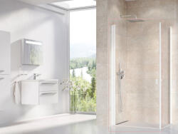 RAVAK Chrome CRV1+CRV1 1/2 zuhanykabin ajtó 80x195 cm átlátszó üveggel, matt fehér profilszín 1QV40E01Z1 (1QV40E01Z1)