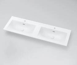MARMY Crystal öntött márvány dupla mosdó 140x46 cm, túlfolyóval, fényes fehér 808423144210 (80 8423 14 42 10)