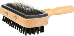 TRIXIE Double-Sided Wood Brush | Kétoldalas kefe fa nyéllel kutyák részére - 10 × 18 cm