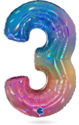 Grabo Héliumos lufi szám 3 szivárványos 102 cm - Grabo (813RH-P)