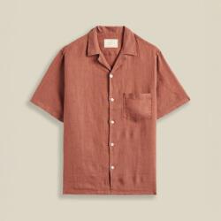 Portuguese Flannel Linen Camp Collar - Terracotta - M