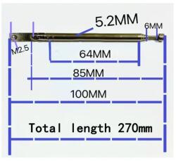  Antena telescopica 5 segmente 5264 100-270mm + balama ANTENA-RADIO3 (ANTENA-RADIO3)