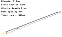  Antena telescopica 110-313mm 5 segmente + balama ANTENA-RADIO6 (ANTENA-RADIO6)