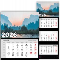 Plaka_TY Háromrészes naptár 2026 Irodai év Falra szerelhető Természet Tájkép Minták (Kalendarz Ścienny 26 Krajobraz Wzory)