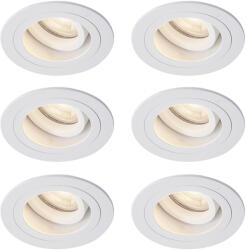 QAZQA 6 darabos modern, süllyesztett, fehér, forgatható és dönthető spotlámpa készlet IP44 - Chuck (111270)