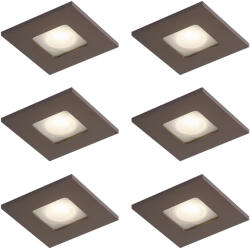 QAZQA 6 darabos modern süllyesztett spotlámpa szett sötét bronz négyzet alakú IP44 - Qure (111277)