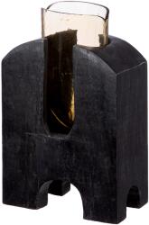  „Madero Elegáns matt fekete színű fa és üveg váza, H sziluettel - 28 cm
