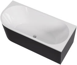 Cerano - Szabadon álló akril kád Bianco, jobb oldali - matt fekete/fényes fehér - 150x75 cm