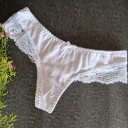 Lemila Női féltanga pamut csipke díszítéssel Fehér, XL 30355