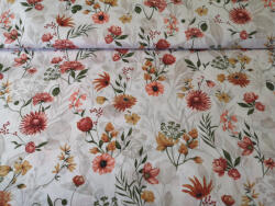  Terrakotta őszirózsa virág mintás pamutvászon textil - 160 cm