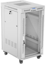 Lanberg 19" szabadon álló rack szekrény 22U/600X800 üvegajtó, lapraszerelt, LCD kijelző, szürke V2 (FF01-6822-12SL) - 3bnetwork
