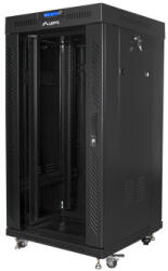 Lanberg 19" szabadon álló rack szekrény 22U/600X600 üvegajtó, lapraszerelt, LCD kijelző, fekete V2