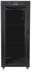 Lanberg 19" szabadon álló rack szekrény 27U/600X800 üvegajtó, lapraszerelt, LCD kijelző, fekete V2 (FF01-6827-12BL) - 3bnetwork