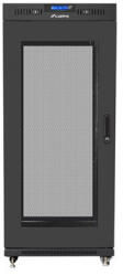 Lanberg 19" szabadon álló rack szekrény 27U/600X600 perforált ajtó, lapraszerelt, LCD kijelző, fekete V2