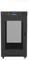 Lanberg 19" szabadon álló rack szekrény 22U/800X800 perforált ajtó, lapraszerelt, LCD kijelző, fekete V2 (FF01-8822-23BL) - 3bnetwork