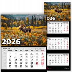 Plaka_TY Falinaptár Háromrészes 2026 Irodai Év Lógó Szarvas Minta Mix (Kalendarz 2026 Rok Łoś Wz)