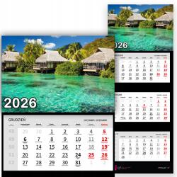 Plaka_TY Háromrészes naptár 2026-re Zöld prémium lagúna Fali minták (Zielona laguna)