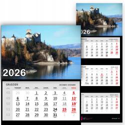 Plaka_TY Háromrészes naptár 2026-re Prémium sziklavár Fali minták (Zamek na skale)