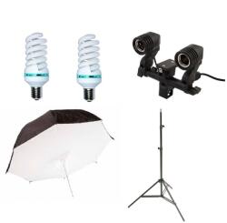 iShoot Kit lumina continua cu 2 becuri si umbrela tip softbox reflexie spate 102cm