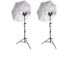 iShoot Kit lumina continua foto-video cu 2x stativ 220cm+2x umbrela difuzie 84cm+2x suport stativ dublu si bec 85W