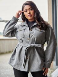 Shein Derékban megkötős egysoros kabát szürke 3XL