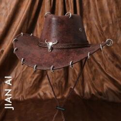  Cowboy kalap barna Bika Koponya Kerekek Piercing punk texas y2k 57 cm (737295034556)