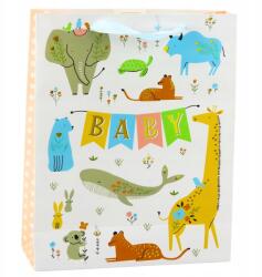 Lean Ajándéktáska "Baby" felirattal, állatos mintával, 32 x 26 x 10 cm