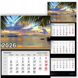 Plaka_TY Háromrészes naptár 2026-re Tenger és pálmafák Prémium Fali minták (Morze i palmy)