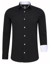 RUSTY NEAL cămașă bărbați R-44 cu mânecă lungă, slim fit Negru XXL