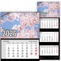 Plaka_TY Háromrészes naptár 2026-re Cseresznyefa virágzásban Prémium Minták (Drzewo wiśni w rozkwicie)