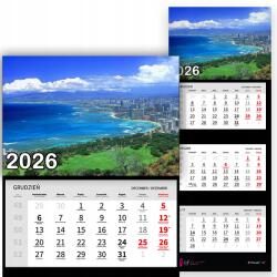 Plaka_TY Háromrészes naptár 2026-re Prémium városnézés|többféle minta (Widok na miasto)