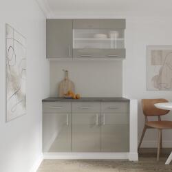 haaus Set Bucatarie Karo V3, Gri Lucios/Alb, MDF, Blat Thermo 28 mm, L 120 cm (924300)