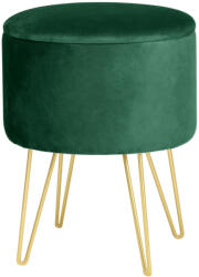  Taburet tapitat rotund Lili cu spatiu de depozitare, velur, 35x35x45 cm, verde (AK-12212158)