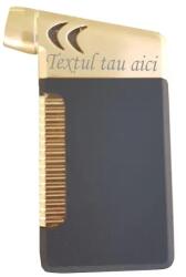  Bricheta Metal Antivant, Neagra, Gravata Cu Textul Tau, G5 (DLMGG-346) Bricheta