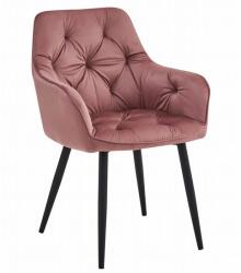 ARTOOL Scaun stil fotoliu bucatarie/living, Artool, York, catifea roz, picioare metal negru, 56x62x83.5 cm (3942_1)