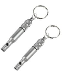  Pachet doua fluiere metalice de urgență, inel pentru chei, 7.6 cm (1597574 - G135 + G135)
